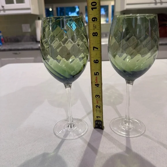 Pier 1 Green Wine Glasses - Picture 6 of 6